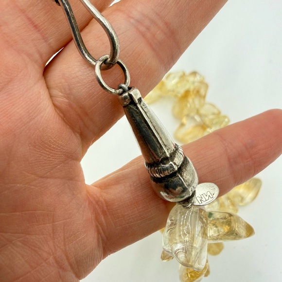 Chunky Genuine Citrine Nugget Statement Necklace 18” Massive 128g Signed - Picture 9 of 17